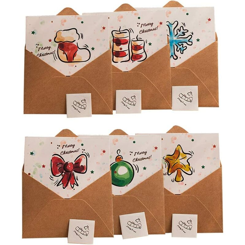 6 tarjetas y sobre Tarjeta de felicitación navideña en caja a granel Tarjeta de felicitación navideña con diseño retro de Navidad