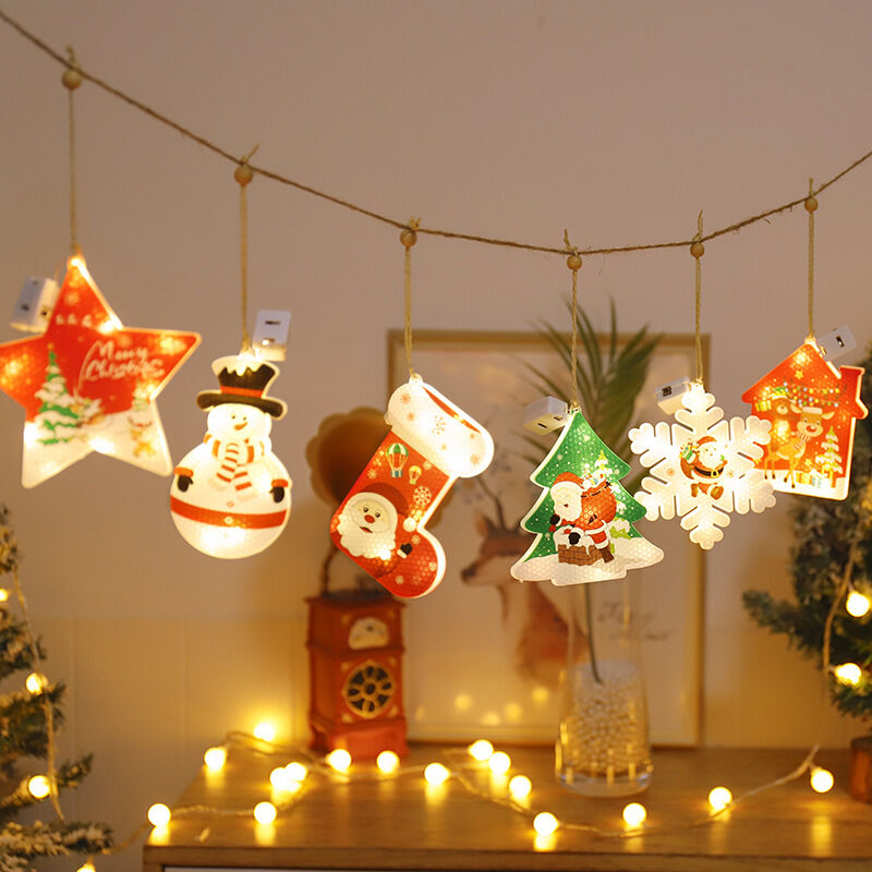 Linterna de Navidad Árbol de Navidad Estrella de cinco puntas Copo de nieve Luz colgante Guirnalda Navidad LED Estrella Luz Decoración de la habitación