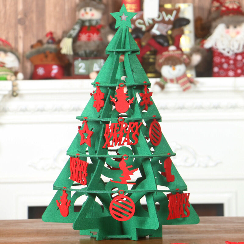 Árbol de Navidad de fieltro, árbol de Navidad de bricolaje Árbol de Navidad de fieltro Adornos de escritorio de árbol de Navidad de fieltro Navidad tridimensional (B)