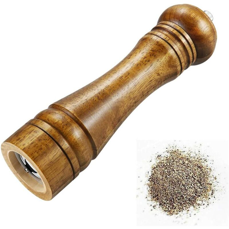 Molinillo de pimienta, molinillo de sal y pimienta, molinillo de pimienta, molinillo de madera maciza con molinillo de cerámica ajustable de 5,5 pulgadas (1 pieza)