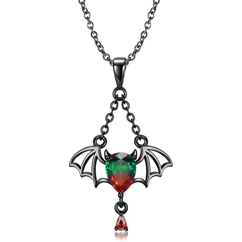 Gato negro Calabaza Murciélago Collares para mujer Plata de ley 925 Oro negro Collares colgantes de Halloween para hija Hermana Niñas Regalos de Navidad de Halloween