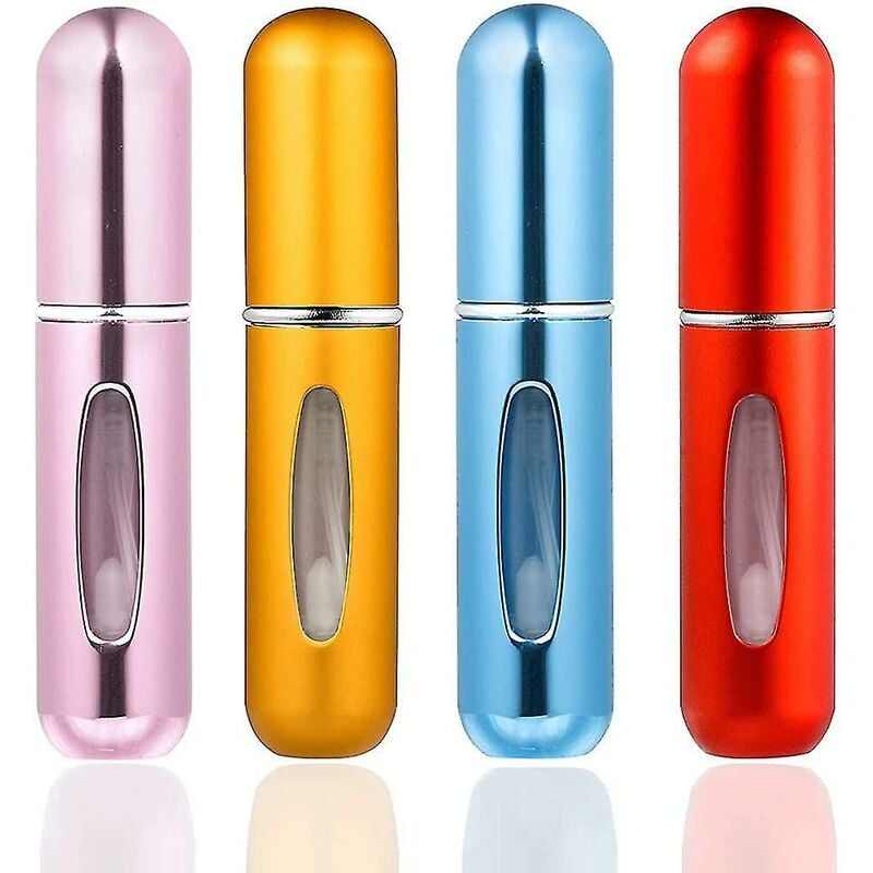 Paquete de 4 nebulizadores de perfume recargables de 5 ml, nebulizador de perfume, mini portátil recargable, dispensador de perfume de recarga automática