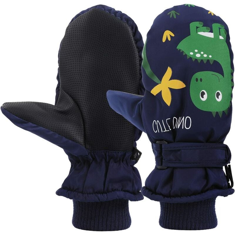 Guantes de esquí para niños, guantes de esquí para niñas, guantes para niños, cálidos guantes de invierno, resistentes al viento, transpirables, para snowboard, ciclismo, equitación, patinaje, niños y niñas de 5 a 10 años (azul oscuro)