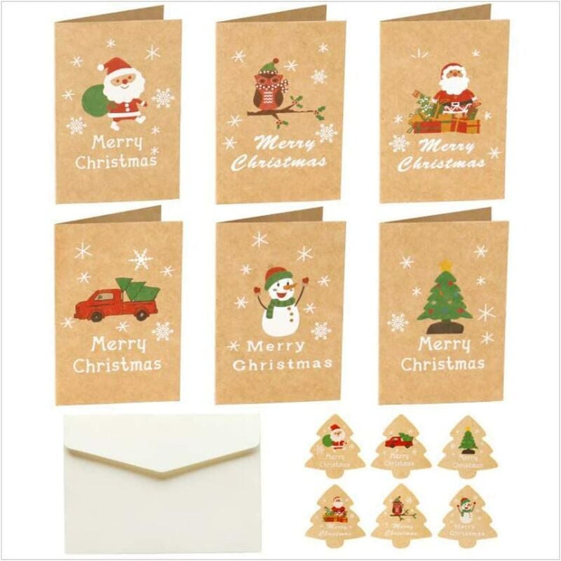 24 piezas, Tarjeta de Feliz Navidad, Tarjeta de Felicitación de Navidad con Sobres y Pegatinas, Tarjetas de Felices Fiestas de Navidad, Tarjeta de Felicitación de Navidad, Tarjetas de Felicitación de Navidad, Tarjeta de Regalo de Navidad. (Amarillo)