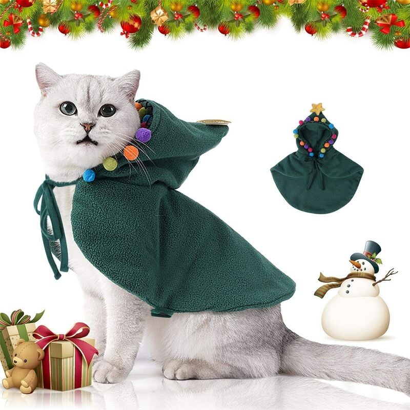 Disfraz de gato de Navidad, ropa de Navidad para perro, chal de Navidad para gato y perro, disfraz de cachorro de mascota de Navidad, ropa de árbol de Navidad de mascota de Navidad I