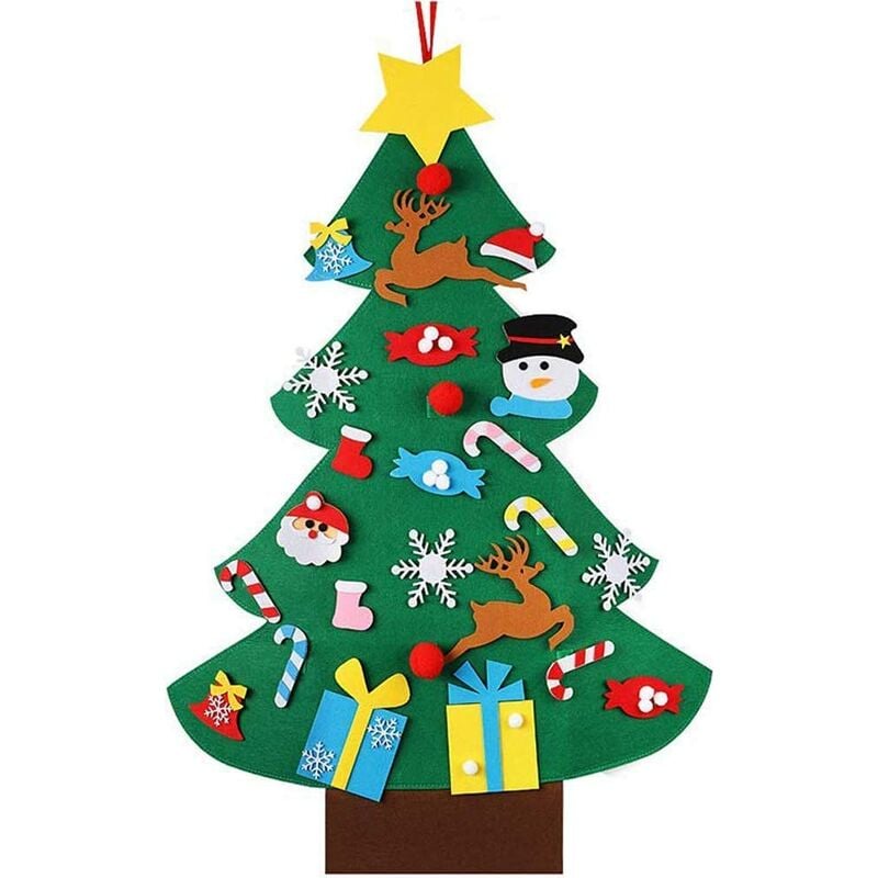 Decoración de bricolaje de Navidad de fieltro, árbol de Navidad de fieltro, árbol de Navidad de fieltro DIY, decoración de árbol de Navidad de fieltro DIY, adornos desmontables regalos de Navidad, árbol de Navidad de fieltro