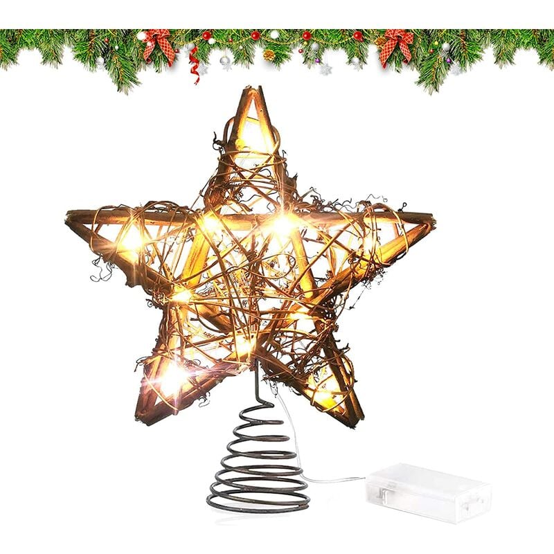 Decoración para árbol de Navidad, decoración para árbol de Navidad, estrella para árbol de Navidad, decoración para árbol de Navidad, decoración para árbol de Navidad, decoración para árbol de Navidad, estrella superior para árbol de Navidad (A)