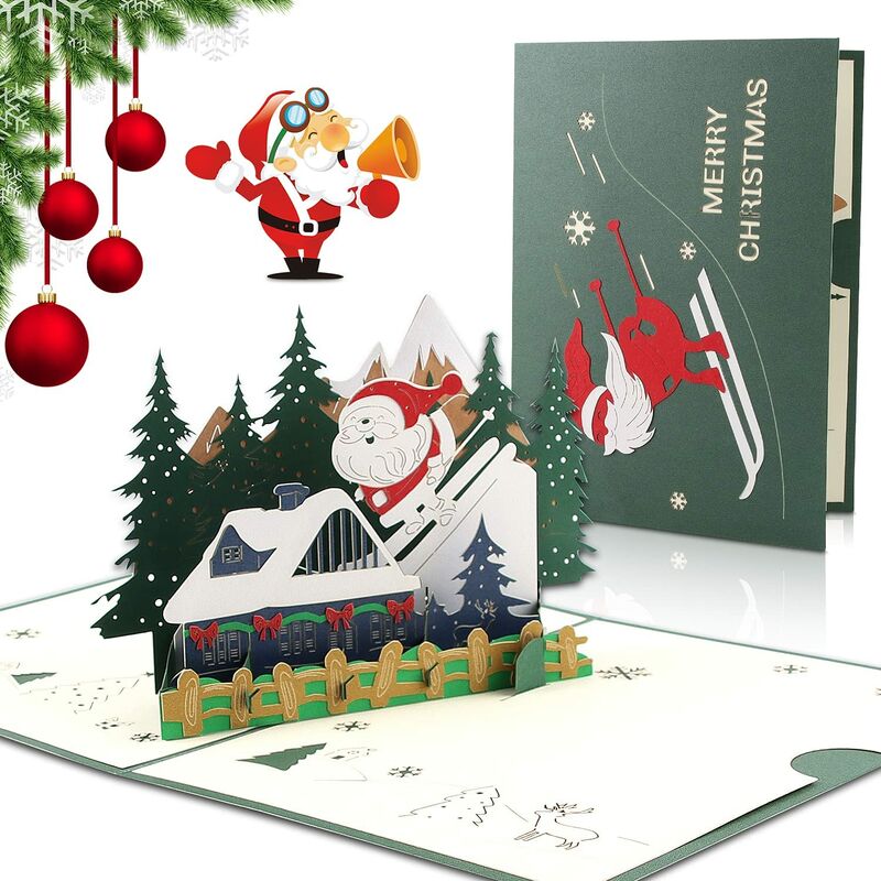 Tarjetas de Navidad 3D, Tarjetas de felicitación de Navidad 3D, Tarjeta de felicitación de Navidad 3D, Tarjeta emergente 3D, Tarjeta de felicitación de Navidad con sobres, Tarjeta de Navidad plegada de Feliz Navidad, Patrón de Navidad l, Regalo de artesanía creativa