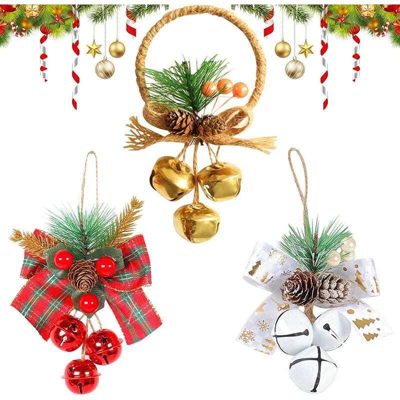 3 piezas de lazo de Navidad, lazo de Navidad decorativo, lazo de árbol de Navidad, adornos de lazo de cinta de Navidad, lazo de árbol de Navidad rojo, lazo de árbol de Navidad, coronas de decoración de árbol de Navidad (B)
