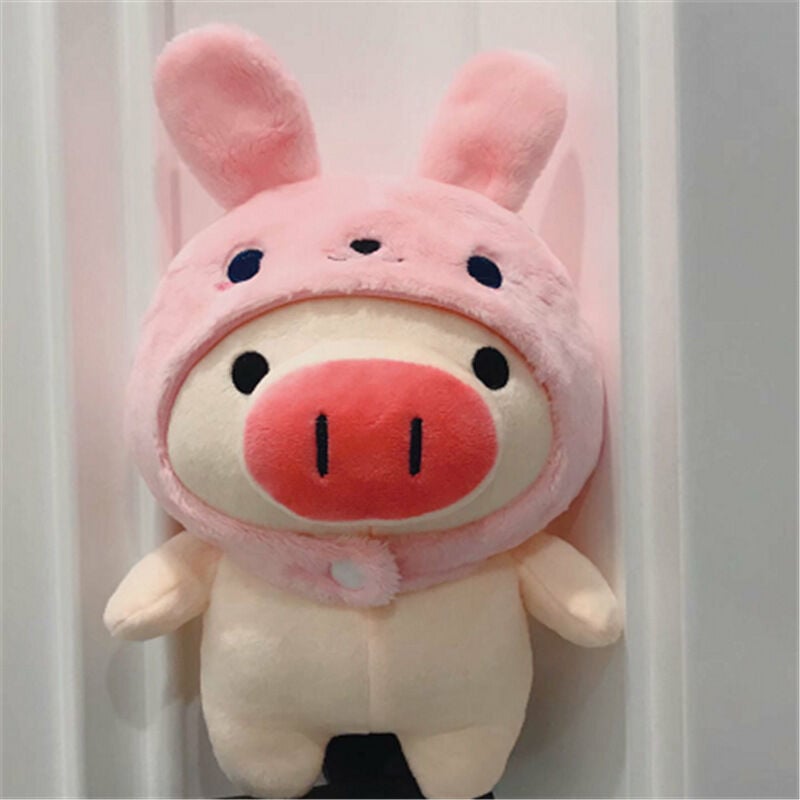 Cerdo creativo Juguete de peluche Cerdo Animal de peluche Juguetes de cosplay Lindo cerdito en un sombrero Cojín Animal Anime Almohadas Muñeca cómoda para niños Navidad Año nuevo 23 cm (rosa)