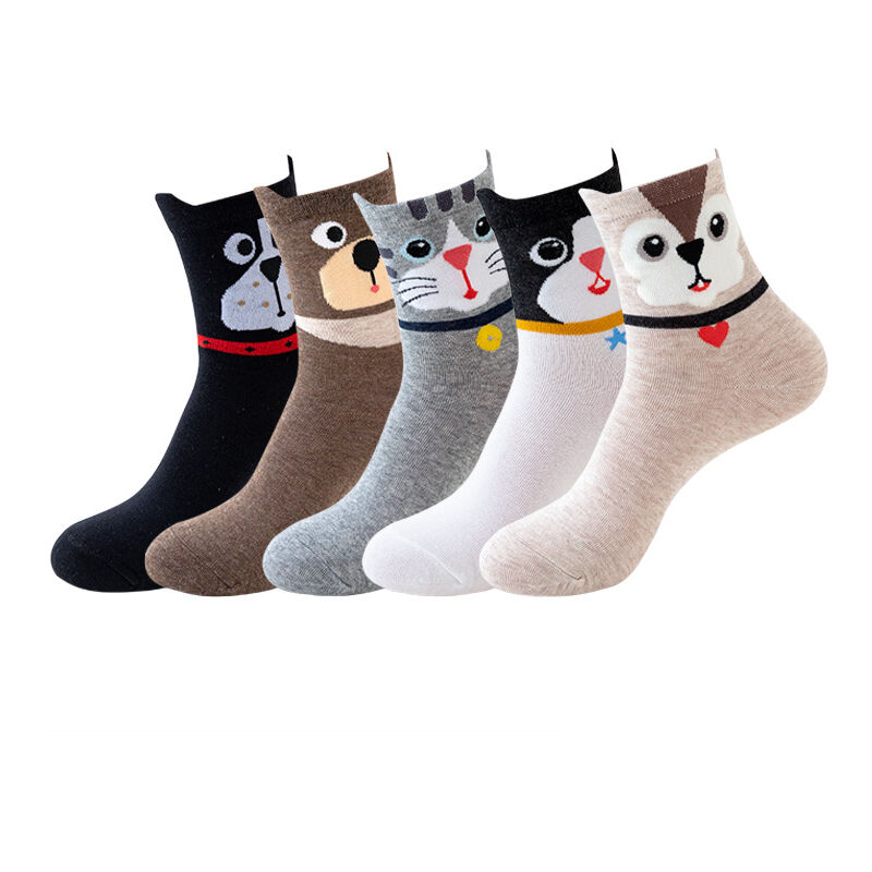 Calcetines novedosos para mujer, gato, perro, calcetines de animales, calcetines de algodón para mujer y niña, bonitos calcetines de invierno, calcetín suave, EU 37-43, 5 pares