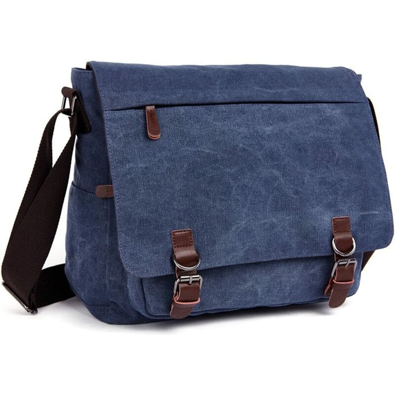 Bolso de hombro para hombre Bolso de lona Bolso cruzado Bolso de mensajero Bolso de hombro Bolsos de hombro, bolso de mensajero de 16 pulgadas. (Azul)