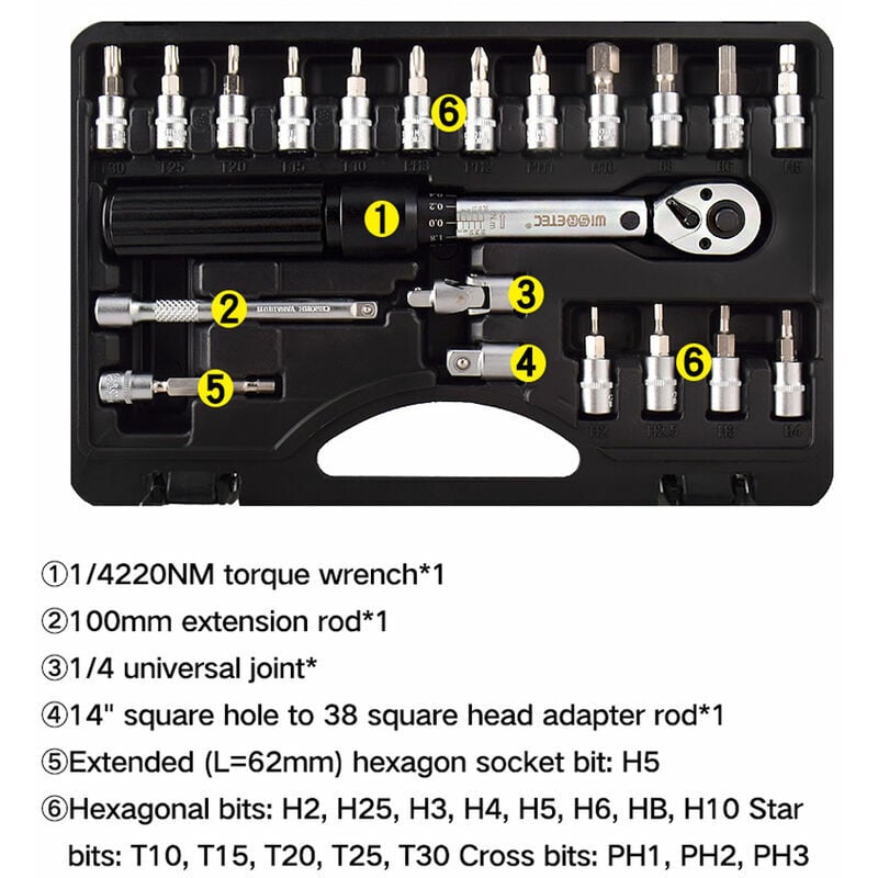 Kit de herramientas para coche y bicicleta de montaña con llave dinamométrica ajustable de doble escala GroupM