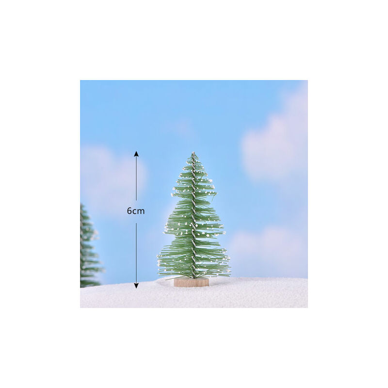 6pcs mini árbol de navidad de mesa, pequeño árbol de navidad artificial, para la decoración del hogar de vacaciones, árbol de capa verde claro-6cm