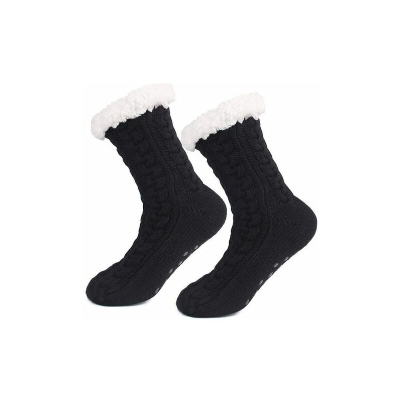 Calcetines Piso Damas Navidad Sección larga Encantador Grueso Aislamiento térmico Pisos de invierno Calcetines de piso Calcetines Mokomo Calcetines para dormir en casa Calcetines de otoño Calcetines para dormir de regalo Calcetines de moda (Negro) Tamaño: