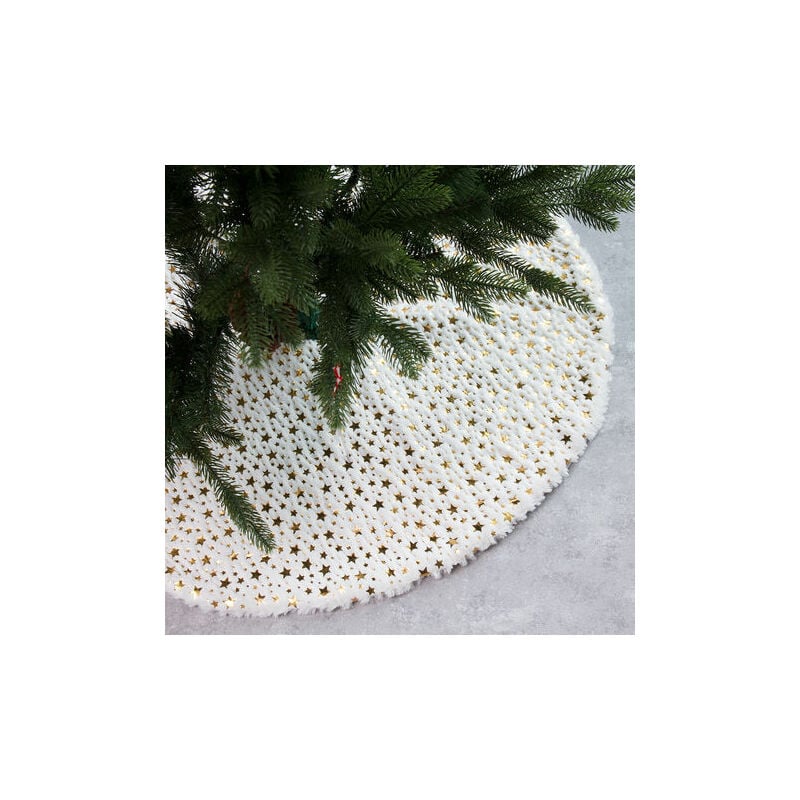 Falda de árbol de Navidad de 90 cm, estrella Estera de árbol de Navidad Cubierta de soporte de árbol de Navidad Cubierta de soporte de árbol de Navidad para fiesta Decoración de árbol de Navidad decoración del hogar