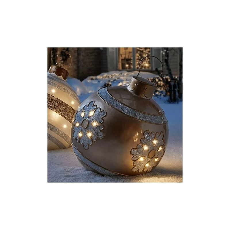 Decoraciones navideñas al aire libre 60 cm Bolas de Navidad inflables gigantes Bolas de decoración de Navidad de PVC Bolas de Navidad inflables para interiores y exteriores Decoraciones de bolas de Navidad,Decoración exterior - Grandes decoraciones navide