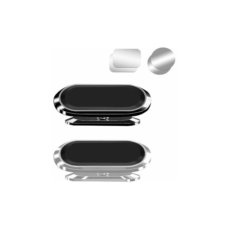 Soporte magnético para teléfono de coche de 2 piezas, soporte para teléfono móvil ajustable de 360° con superimán, soporte antideslizante para teléfono inteligente para coche universal (negro y plateado)