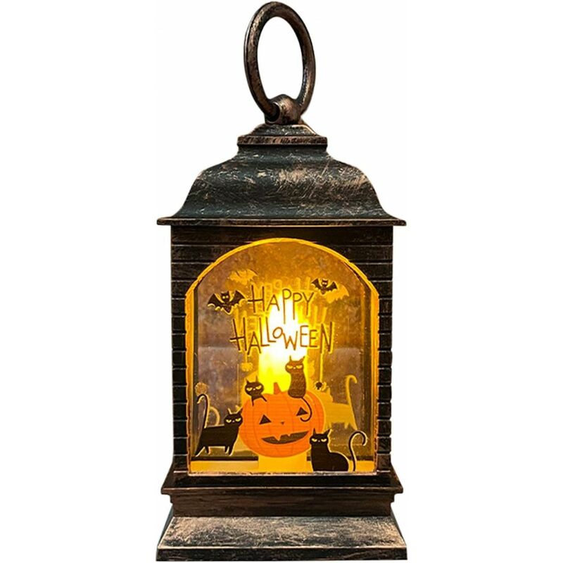 Luces de decoración de Halloween, linterna Luces de Halloween Decoración Luces de cadena LED Luz de noche Luces de lámpara LED de Halloween Linterna Luz de llama Hogar Vintage Retro Decoración de noche B