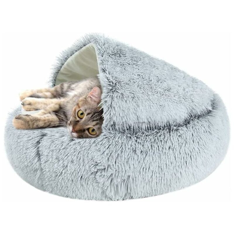 Cesta redonda para mascotas Cama suave para gatos Cojín Cesta para donas Cama ultrasuave Nido Cachorro Estera transpirable Cama para gatos Cesta portátil Perrera Cueva Casa lavable