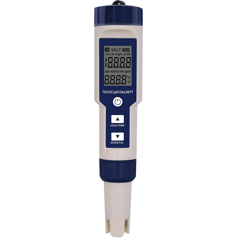 Medidor de PH electrónico 5 en 1 de Betterlife, Medidor de pH y TDS y EC Probador de calidad del agua de salinidad y temperatura, pantalla LCD y precisión de lectura, para agua potable, acuarios, piscinas, etc.