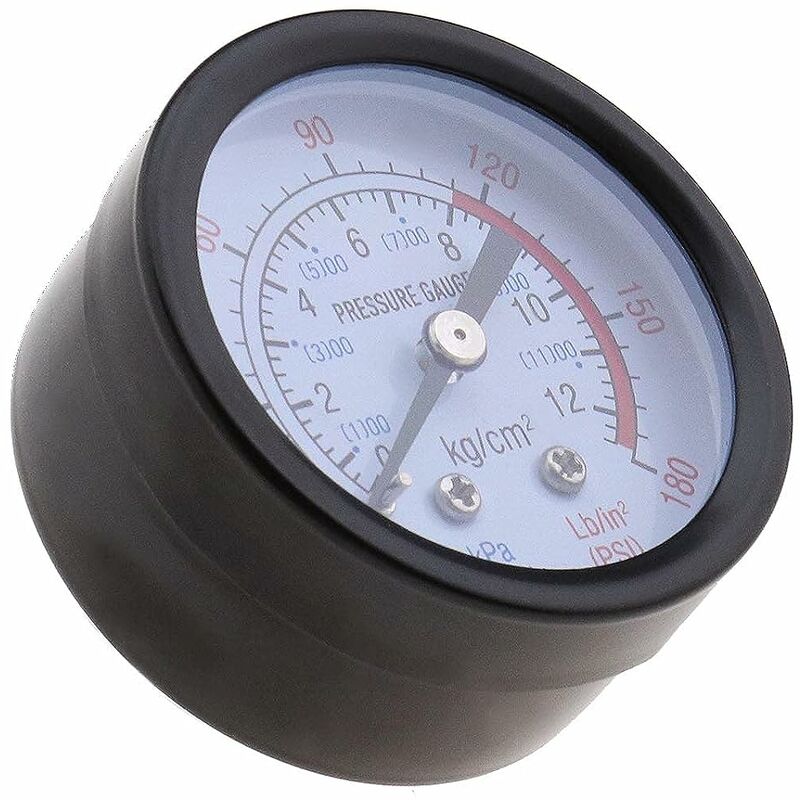 Manómetro de compresor de aire, manómetro de aire comprimido BR-Vie 0~180 PSI, 0~12 bar, dispositivo de medición de manómetro de 42 mm de diámetro para compresores de tornillo, compresores de pistón