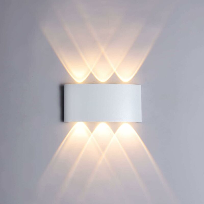 BR-Vie Lámpara de pared LED de 6 W, luz blanca cálida de 3000 K, aplique de pared impermeable IP65, luz decorativa para dormitorio, pasillo, sala de estar, escalera, bar de hotel