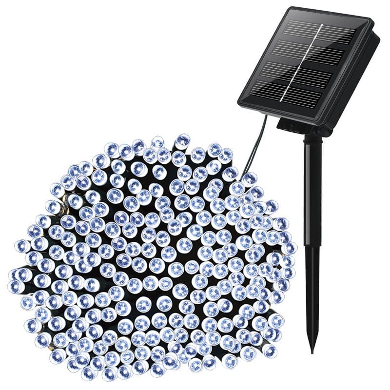 Guirnalda de luces solares para exteriores, BR-Vie 22M 200 LED Impermeable Solar Navidad Guirnalda de luces 8 modos Decorativos para jardín Patio Árboles Valla Fiesta en casa Boda (Blanco frío)