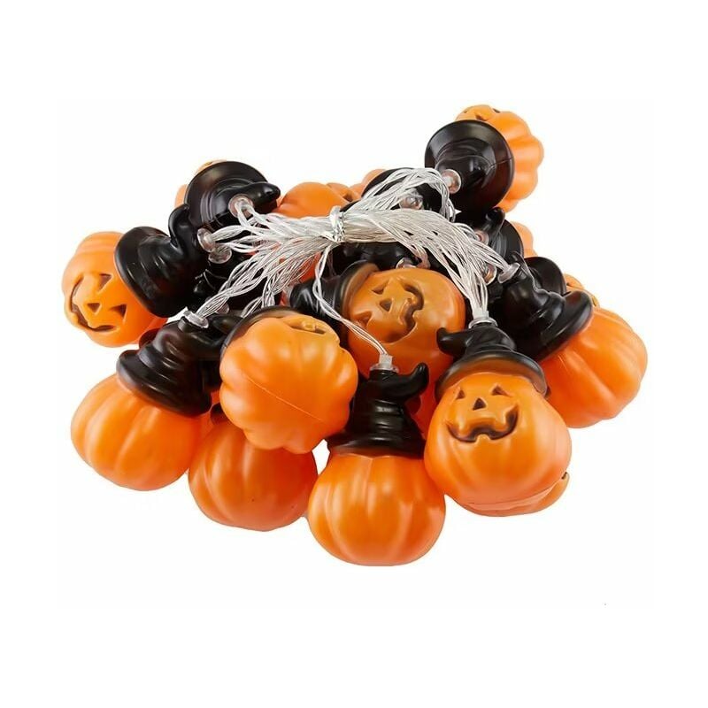 Luces de hadas de Halloween, luces de cortina de Halloween, luces de cadena de Halloween, decoración de Halloween, luces de hadas de calabaza naranja 3M 20LED para decoración de Halloween en interiores y exteriores,13Treize