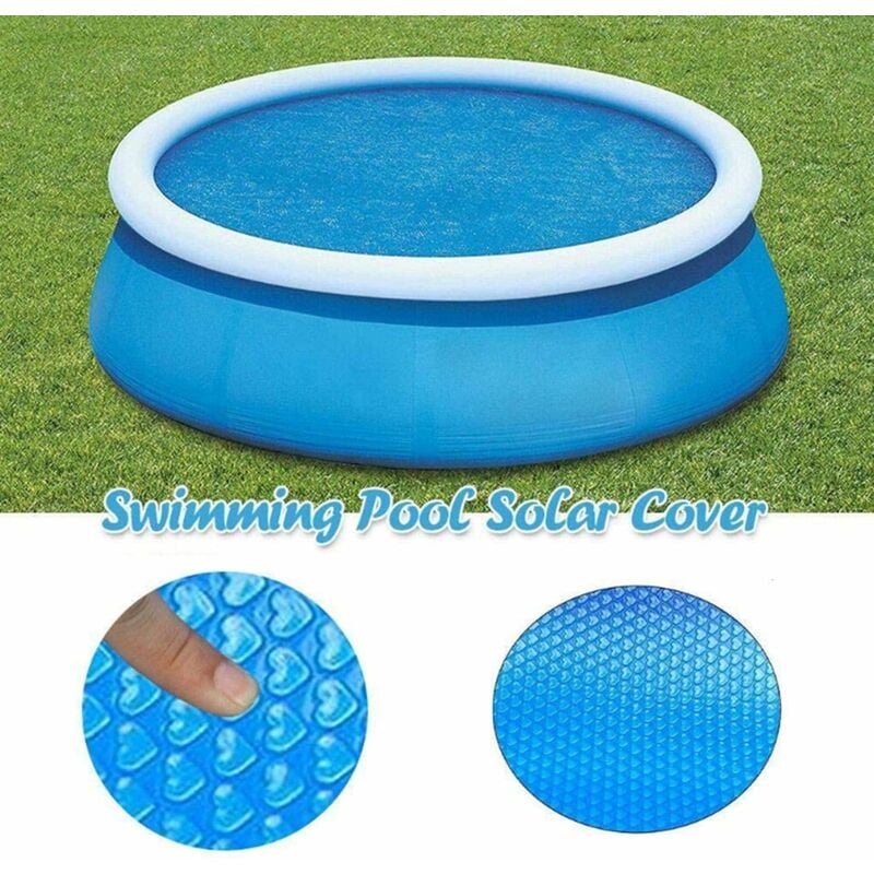 Cobertor de piscina -BR-Vie Cobertor solar redondo para piscina - Cobertor de protección solar para piscina Calentamiento de estanque Jardín al aire libre - Película de aislamiento térmico para piscina - Ø180cm