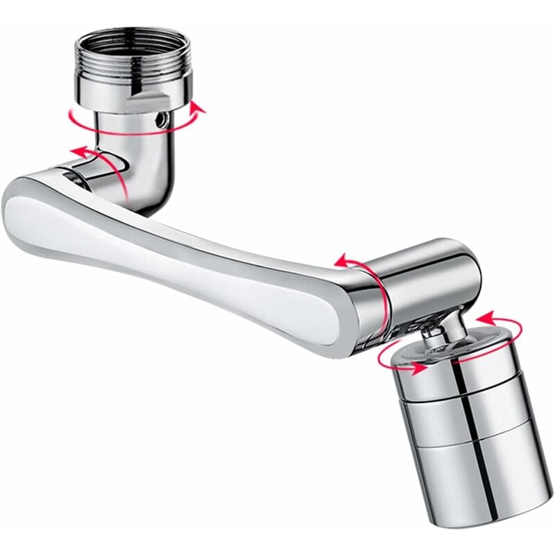 Aireador de grifo 2 en 1, filtro de salpicaduras universal, grifo de baño giratorio de 1080°, grifo de cocina de rotación ajustable de 2 modos, adaptador de boquilla de grifo de ahorro de agua—BR-Vie