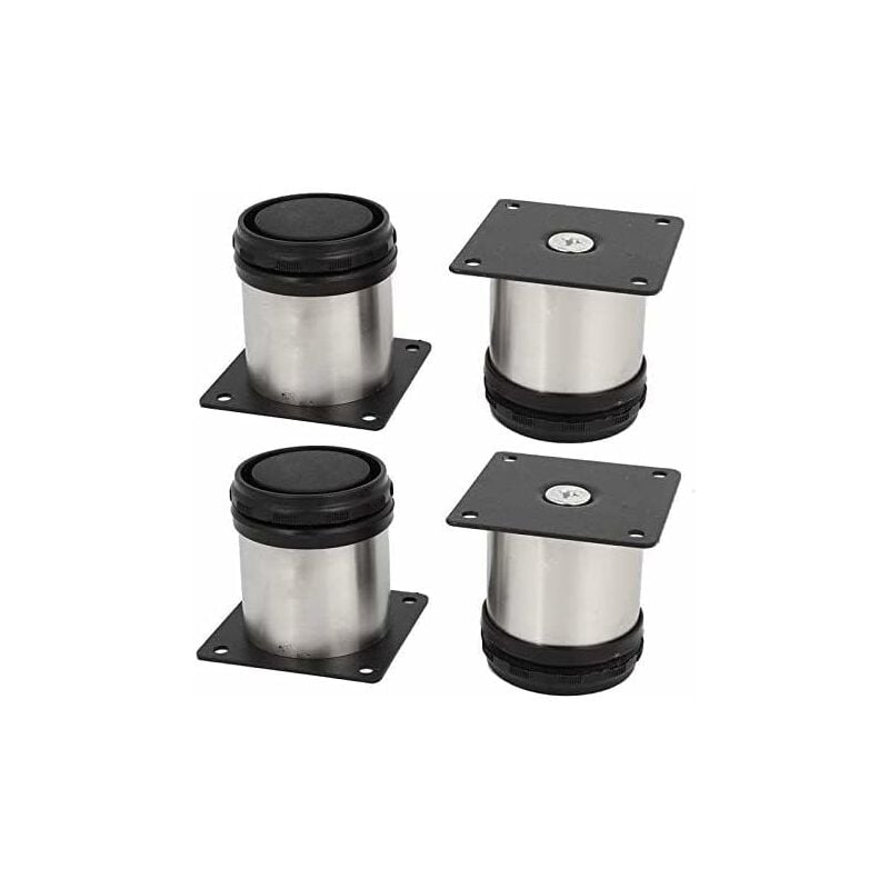 BR-Vie Juego de 4 Patas para Muebles de Cocina de Acero Inoxidable - Ajustables - Redondas - 50 x 50 mm