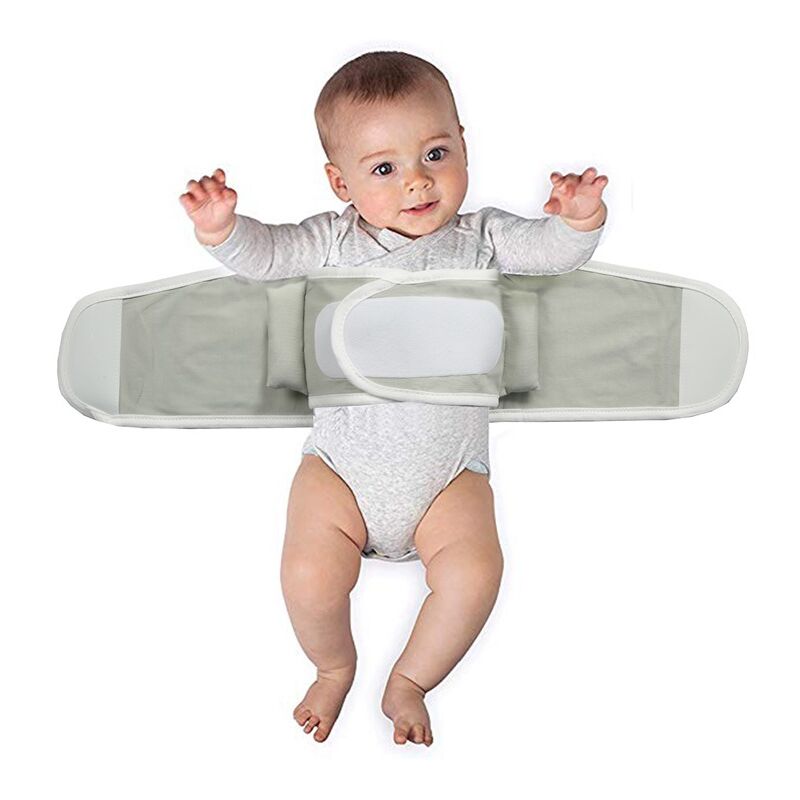 BR-Vie Sleeping Aid Belt Baby Wrap Manta Doble Capa Envoltura Elástica Bunting Scratch Sleeping Bag para Bebé 2-12 Meses Gris