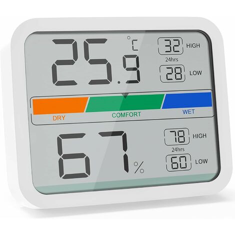 lecturas precisas para el hogar Mini higrómetro termómetro monitor digital de temperatura y medidor de humedad con pantalla LCD/indicadores de comodidad invernadero oficina 
