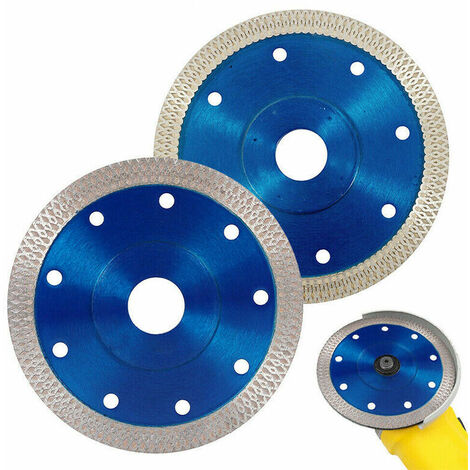 Disco de 125 mm, BR-Vie Juego de 2 discos de corte de diamante Ø125 x 1,2 mm x 22,23 mm, para amoladora angular, de porcelana, azulejos, granito, mármol, cerámica, hormigón armado, azul