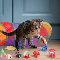 Juguetes gatos, juguete para gatos de 24 piezas, juego de juguetes para gatos con túnel
