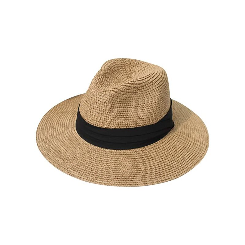 MAYLISACC Sombrero de Panamá Unisex Sombrero de Paja Sombrero de Verano Sombrero de Playa de Fedora para Hombres Mujeres 