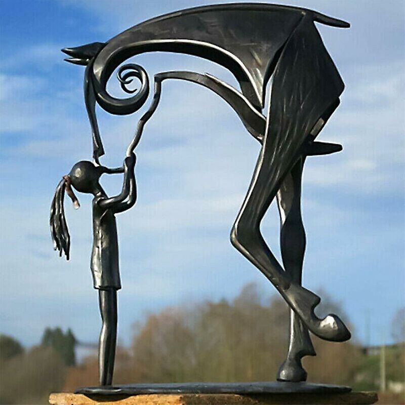 Estatua de caballo de metal, arte moderno, adornos de escritorio para el hogar, figura artesanal (B)