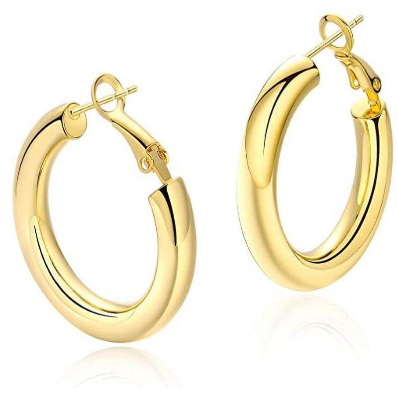 Juego de aretes de aro grueso de oro para mujer Hipoalergénico Grueso Aro abierto Joyería Regalo de cumpleaños / Navidad, 30 mm.