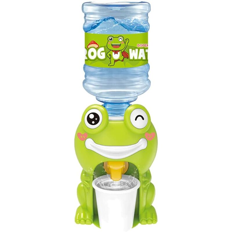 Dispensador de agua de escritorio, mini enfriador de carga inferior para dormitorio, mini dispensador de agua para niños, máquina de agua estilo animal de rana, mini dispensador de agua para niños, má