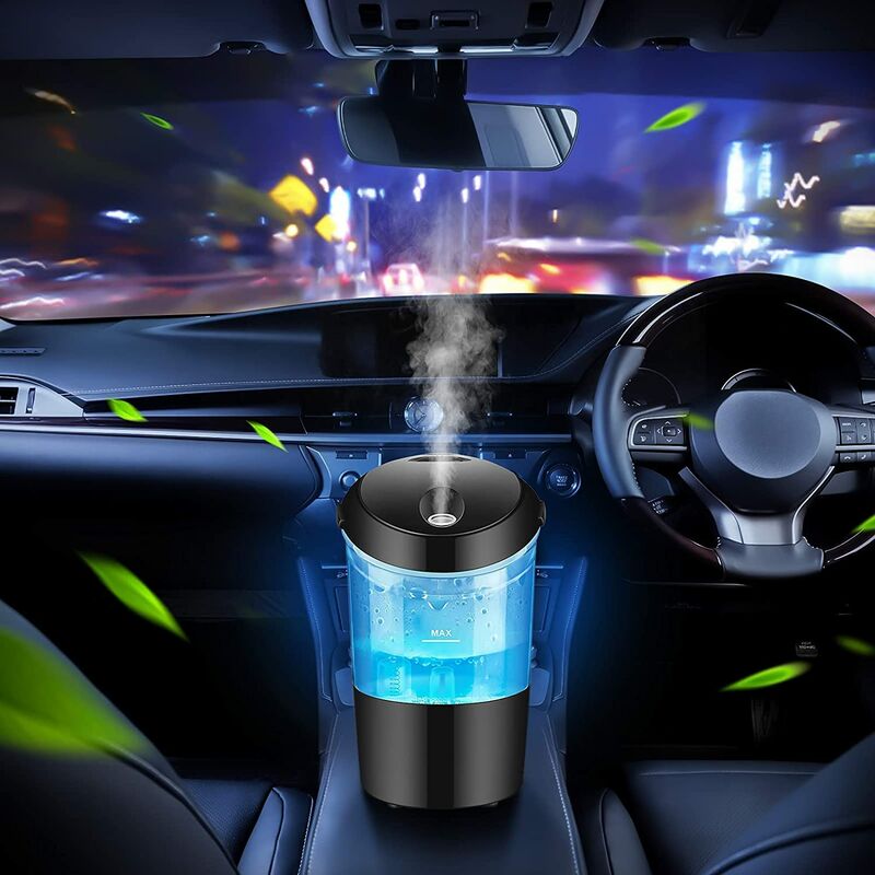 Difusor de coche para aceites esenciales, humidificadores portátiles para viajes, difusor de aceite esencial de coche de 7 colores para coche, mini difusor de aceite de coche, USB Humi