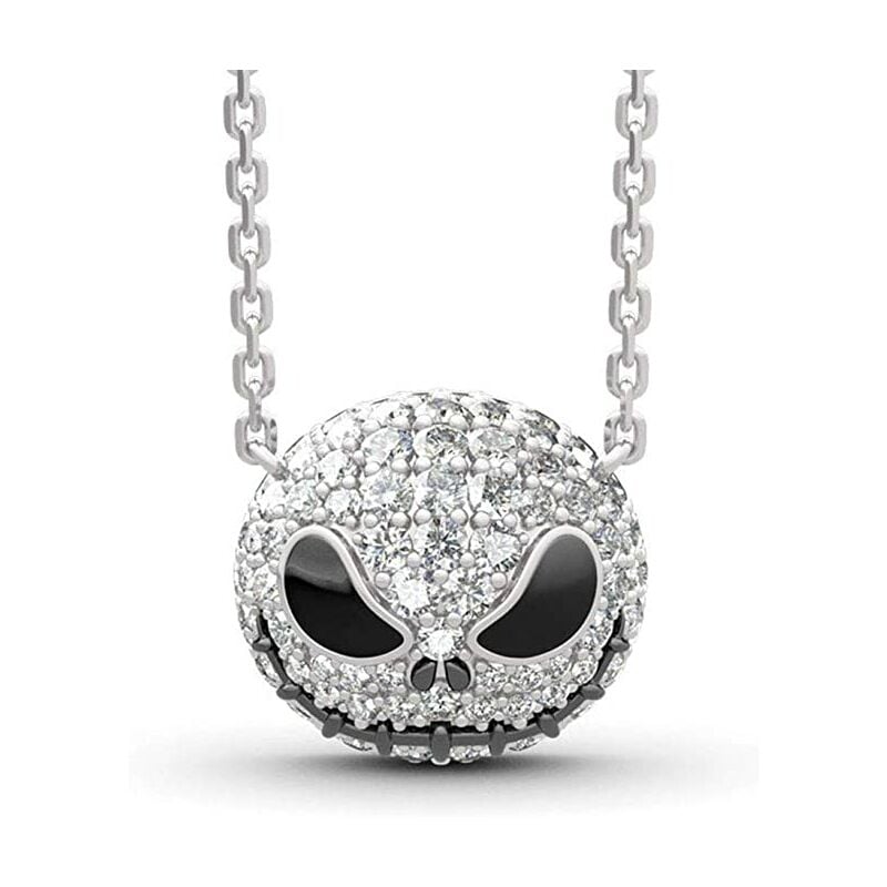 Collar de calavera para mujer, collar con colgante chapado en oro blanco, joyería de Halloween, regalos de cumpleaños de San Valentín para mujer, novia, chicas adolescentes