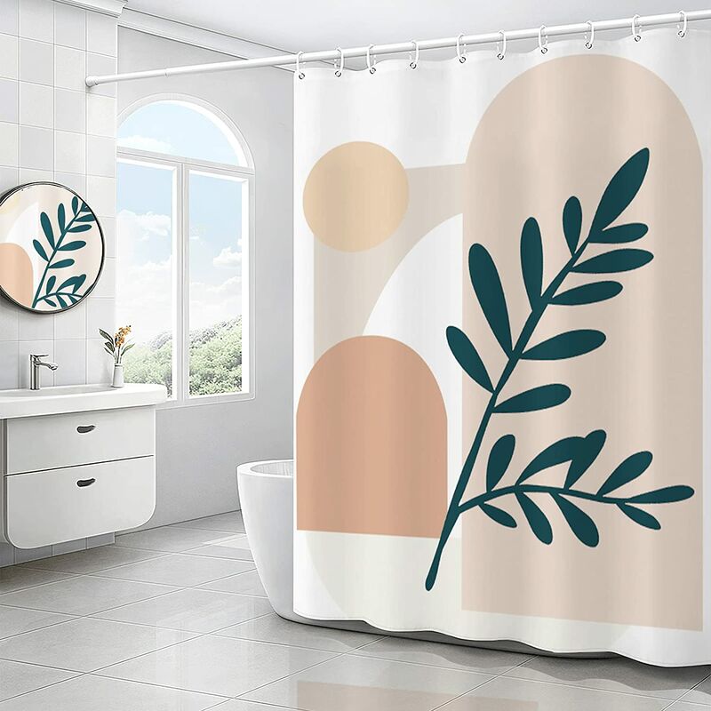 Cortinas de ducha abstractas para baño, cortina de ducha impermeable con plantas y cortina de ducha floral con 12 ganchos para el hogar, hotel, cortina lavable a máquina (72 x 72 pulgadas)