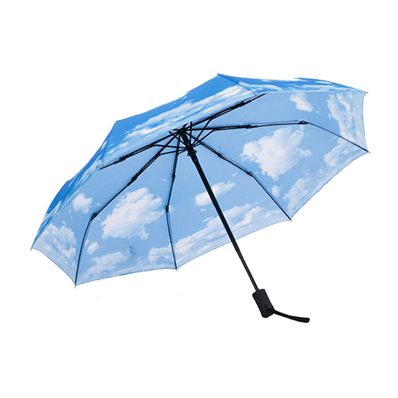 Paraguas plegable de cielo azul de doble capa a prueba de viento Anti UV protección solar 110CM paraguas de viaje compacto para mujeres y hombres