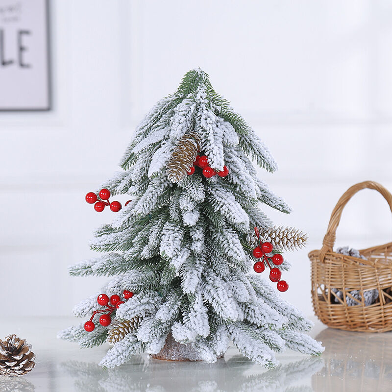 Mini árbol de Navidad escritorio adornos para árboles de Navidad diy decoraciones de Navidad pequeño árbol de Navidad adornos de regalo de Navidad nieve árbol de Navidad