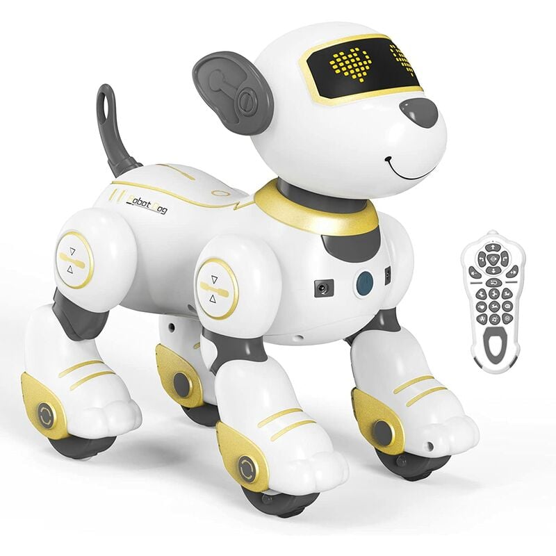 Juguete de perro robot de control remoto para niños, cachorro robótico programable, juguete de perro robot interactivo inteligente para niños de 3 a 8 años de regalo (A.Gold)