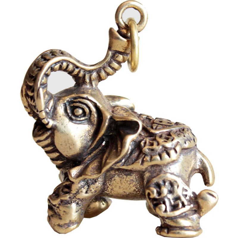 Colgante de cobre creativo llavero de latón cobre puro elefante auspicioso colgante pequeño accesorio de llavero de coche para hombres y mujeres