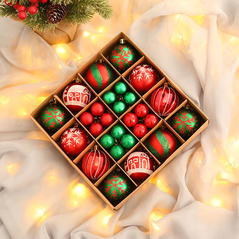 Adornos de bolas de Navidad rojas y verdes - Bolas de adornos de Navidad, Bolas de adornos de Navidad rojas y verdes de plástico inastillable, Juego de adornos de Navidad colgantes