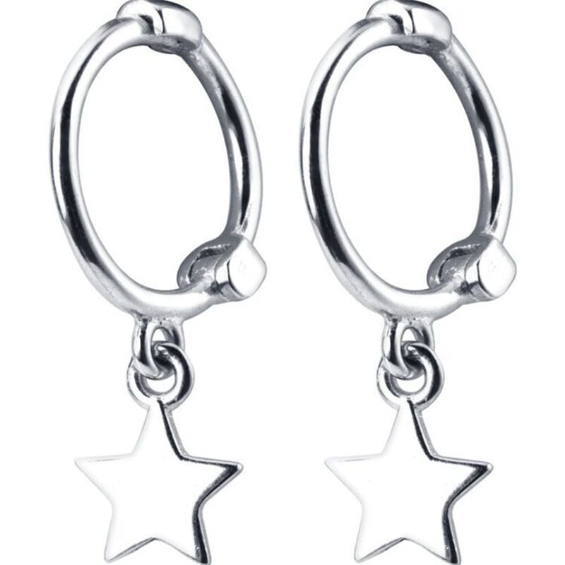 Pendientes de aro pequeños de plata de ley con colgante de estrella pequeña para mujeres, chicas adolescentes, aros para dormir de cartílago, joyería bonita