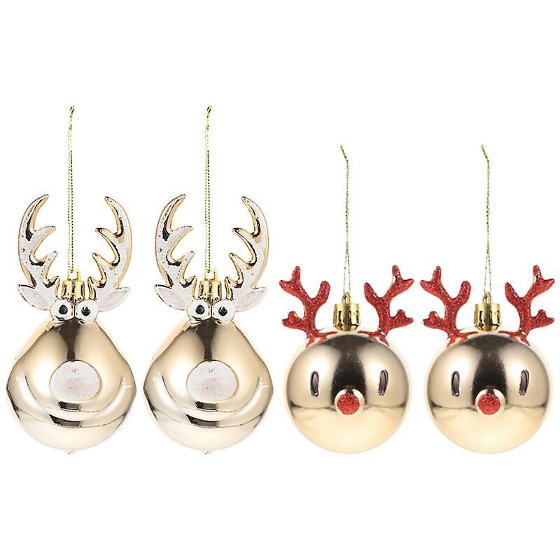 4 piezas de Navidad ciervos decorativos colgando bola ciervo encantador árbol de Navidad colgante
